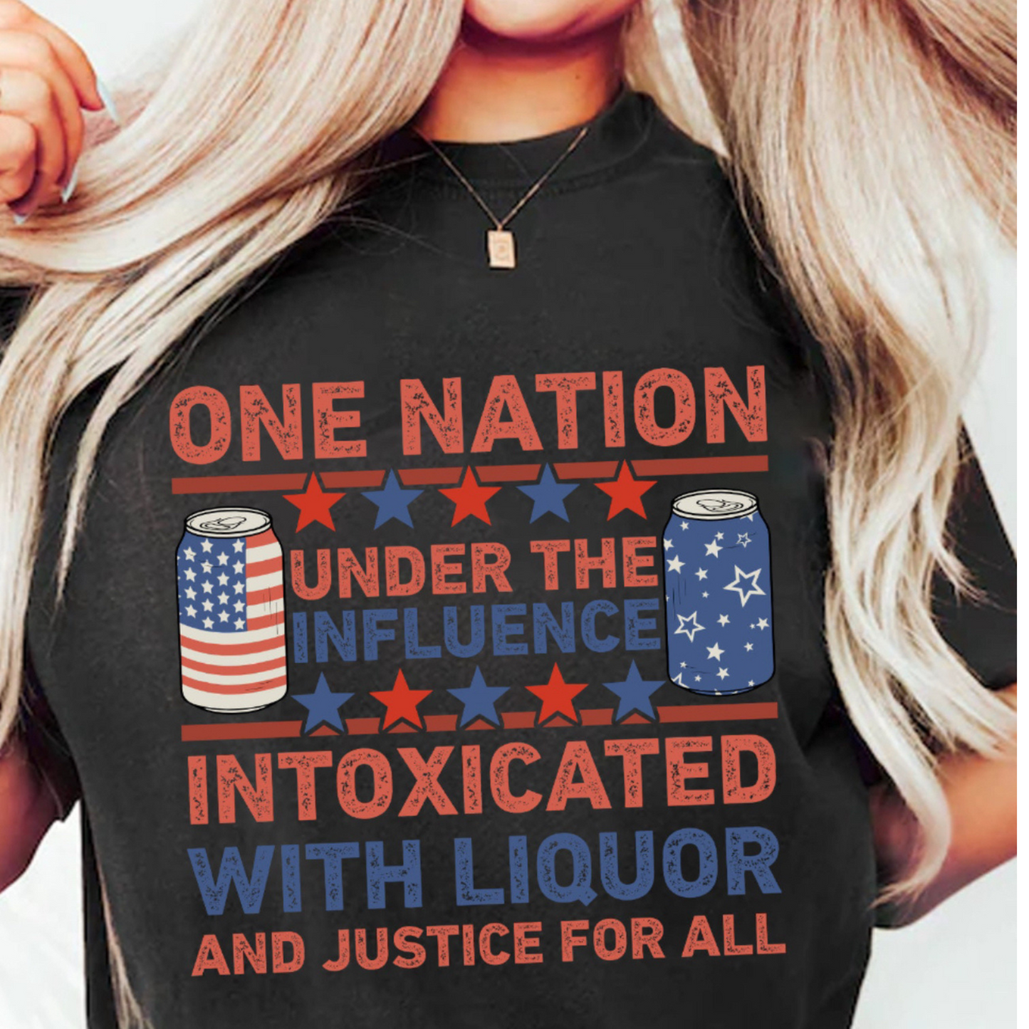 One Nation Funny Patriotic Gildan T-shirt