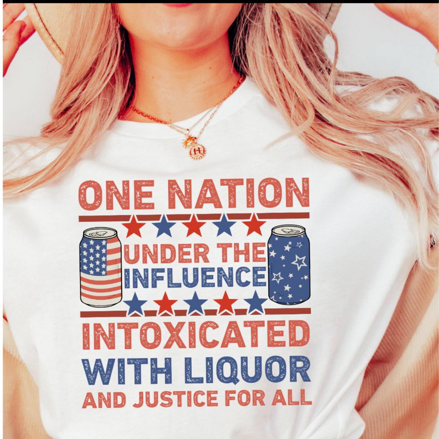 One Nation Funny Patriotic Gildan T-shirt