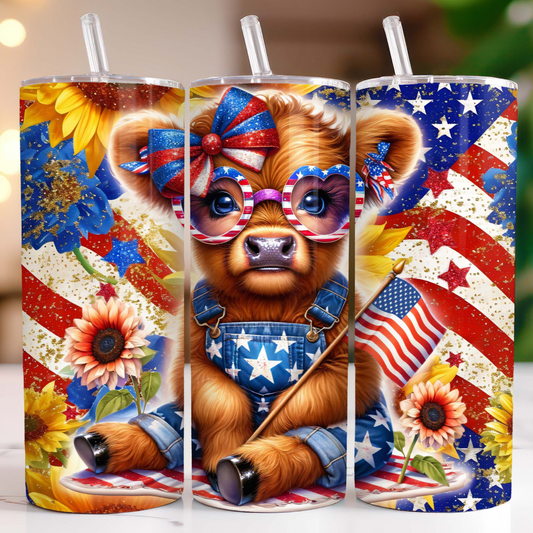 American Highland Cow Skinny Tumbler